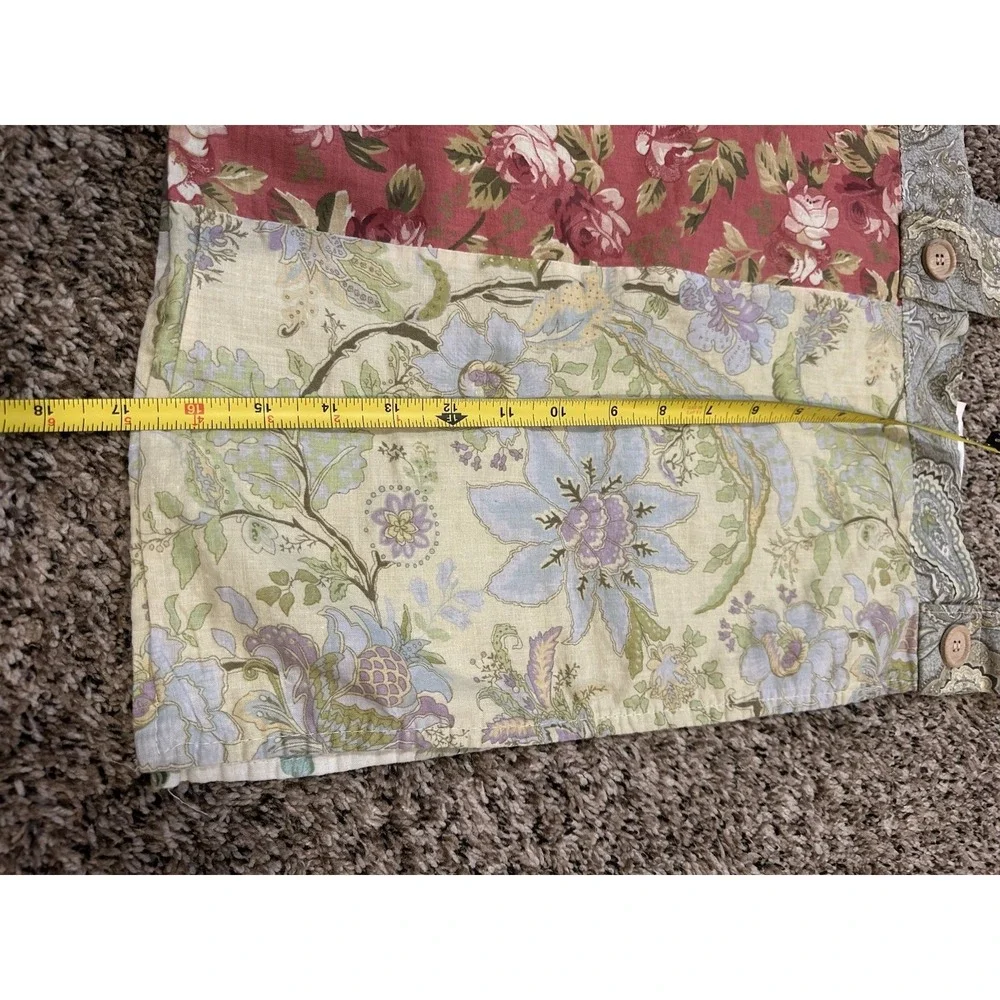 2 Vintage Patchwork Floral Tab Top Valance Pair Cottagecore Farmhouse Country